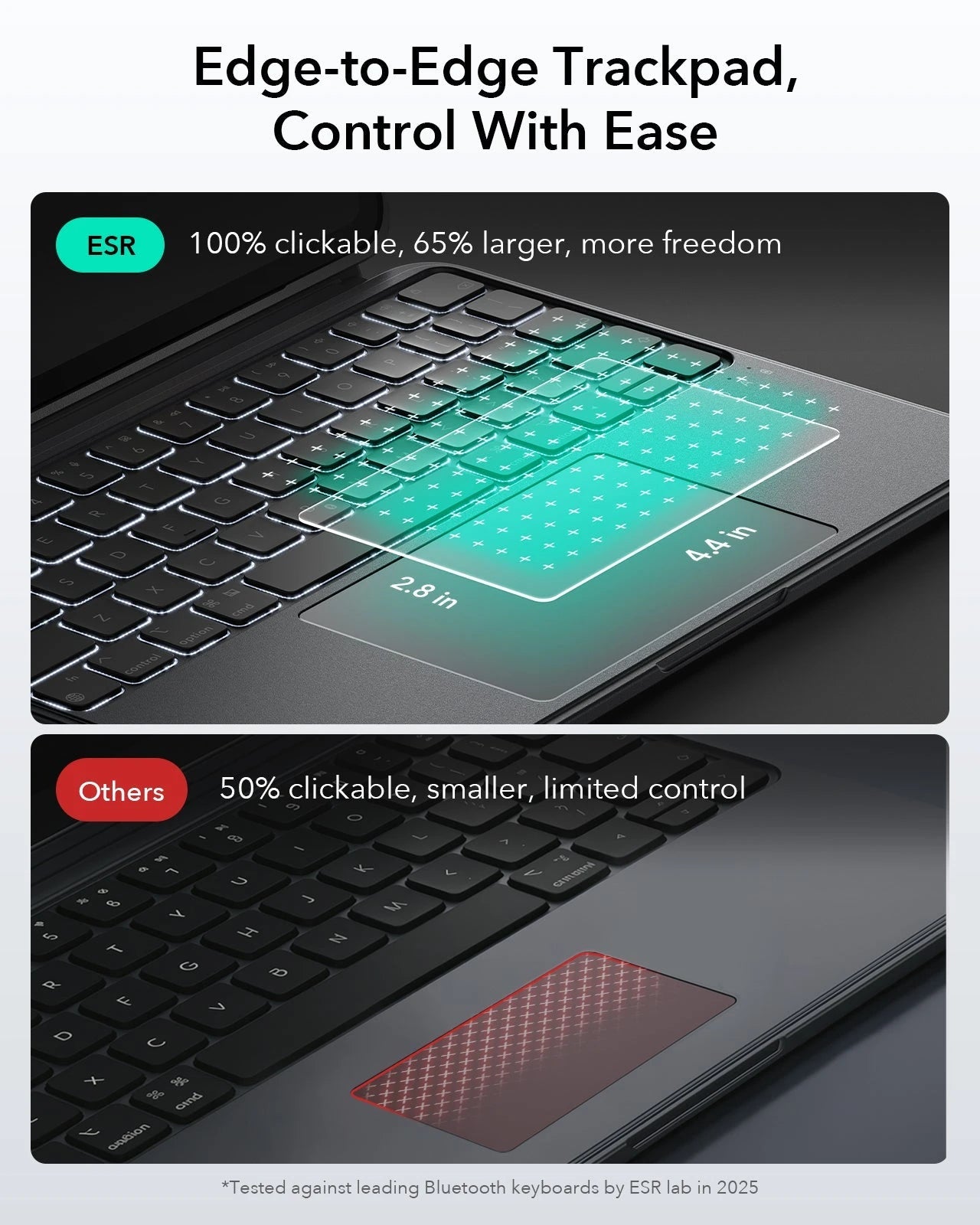 iPad Pro 11 2025 Detachable Keyboard Case with Magnetic Pen Holder -edge to edge trackpad，control with ease