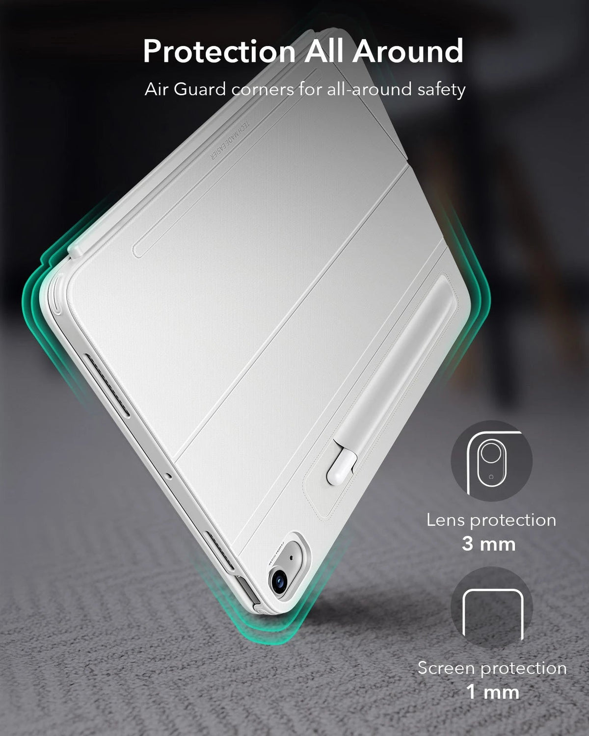 White Shift Keyboard Case with Precision Trackpad for iPad Pro 11 inch-protection all around