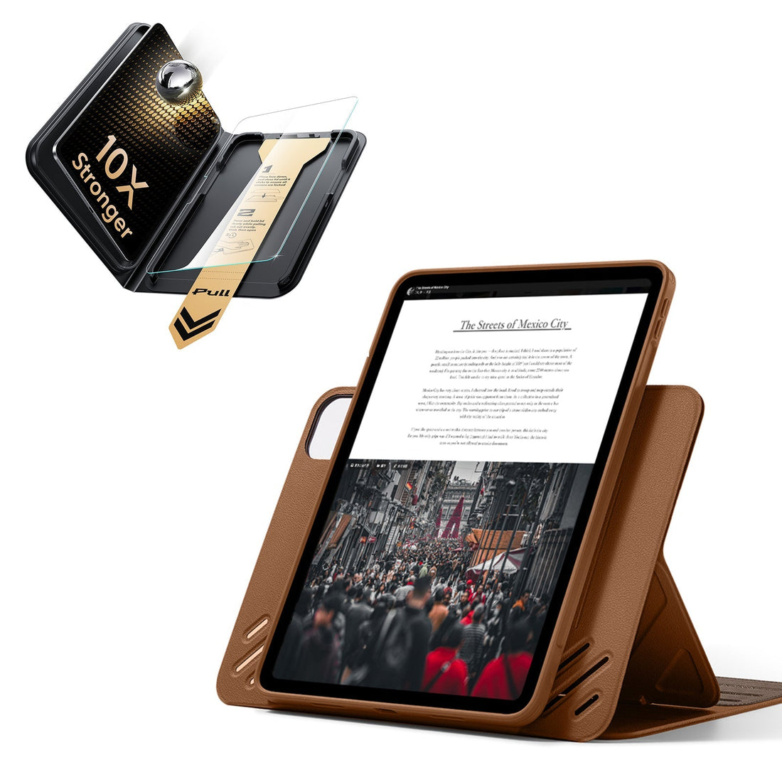 iPad Pro 11" (M5) 2025 Bundle Shift Magnetic Case & Armorite Pro Screen Protector With UltraFit Tray - Brown