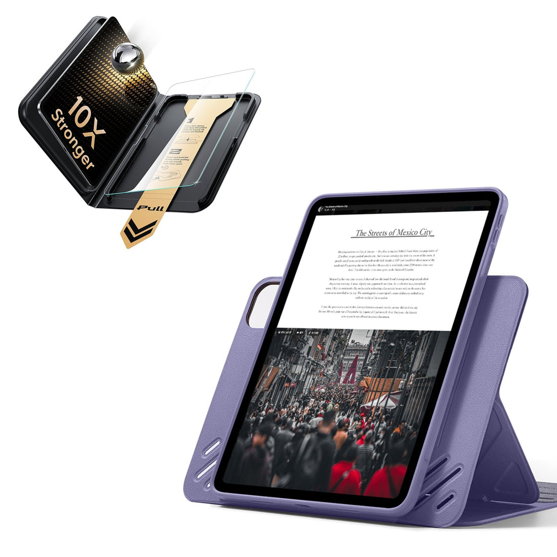 iPad Pro 11" (M5) 2025 Bundle Shift Magnetic Case & Armorite Pro Screen Protector With UltraFit Tray - Purple