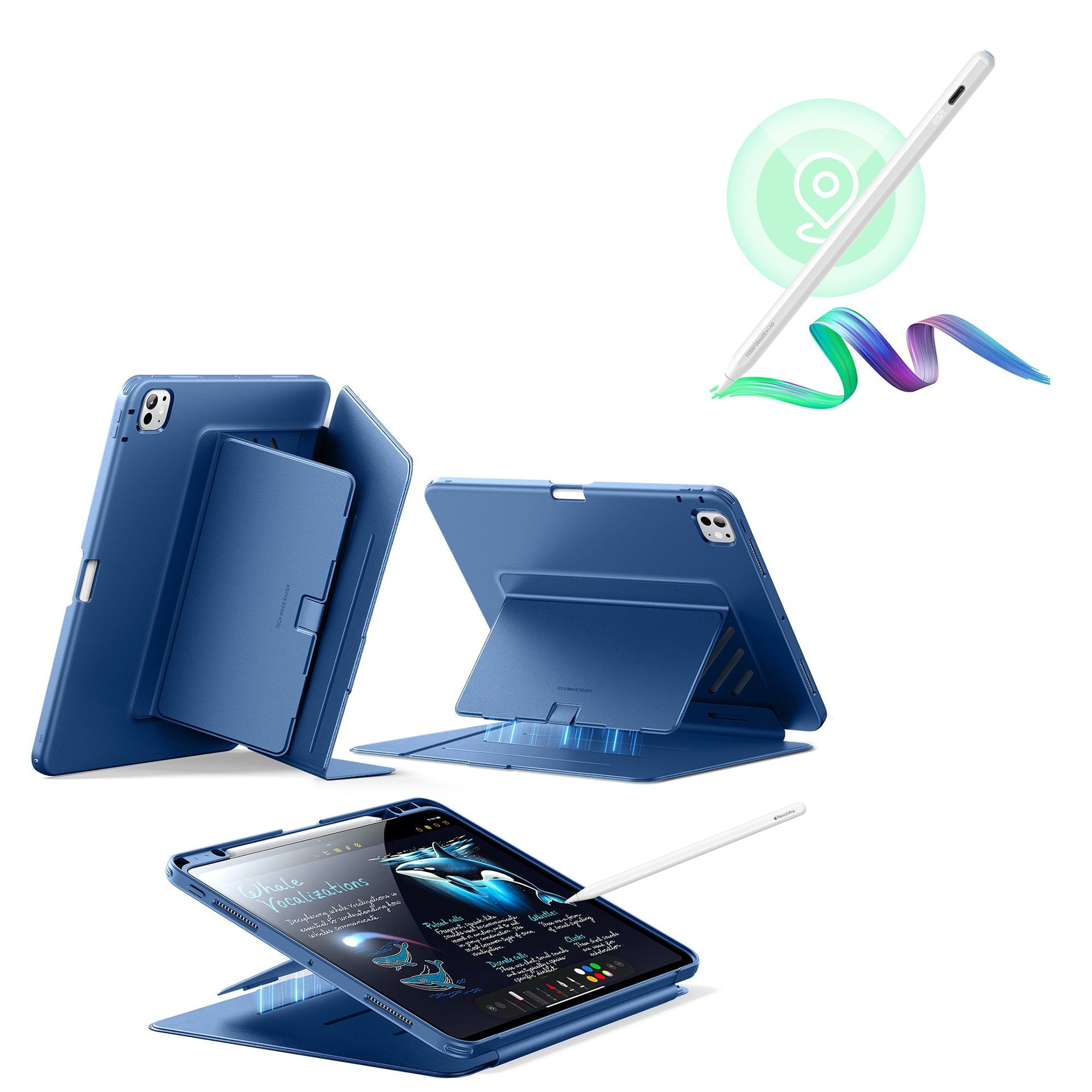 iPad Pro 13″ (2024) Flip Magnetic Case with Pencil Bundle - Navy Blue ESR ESR