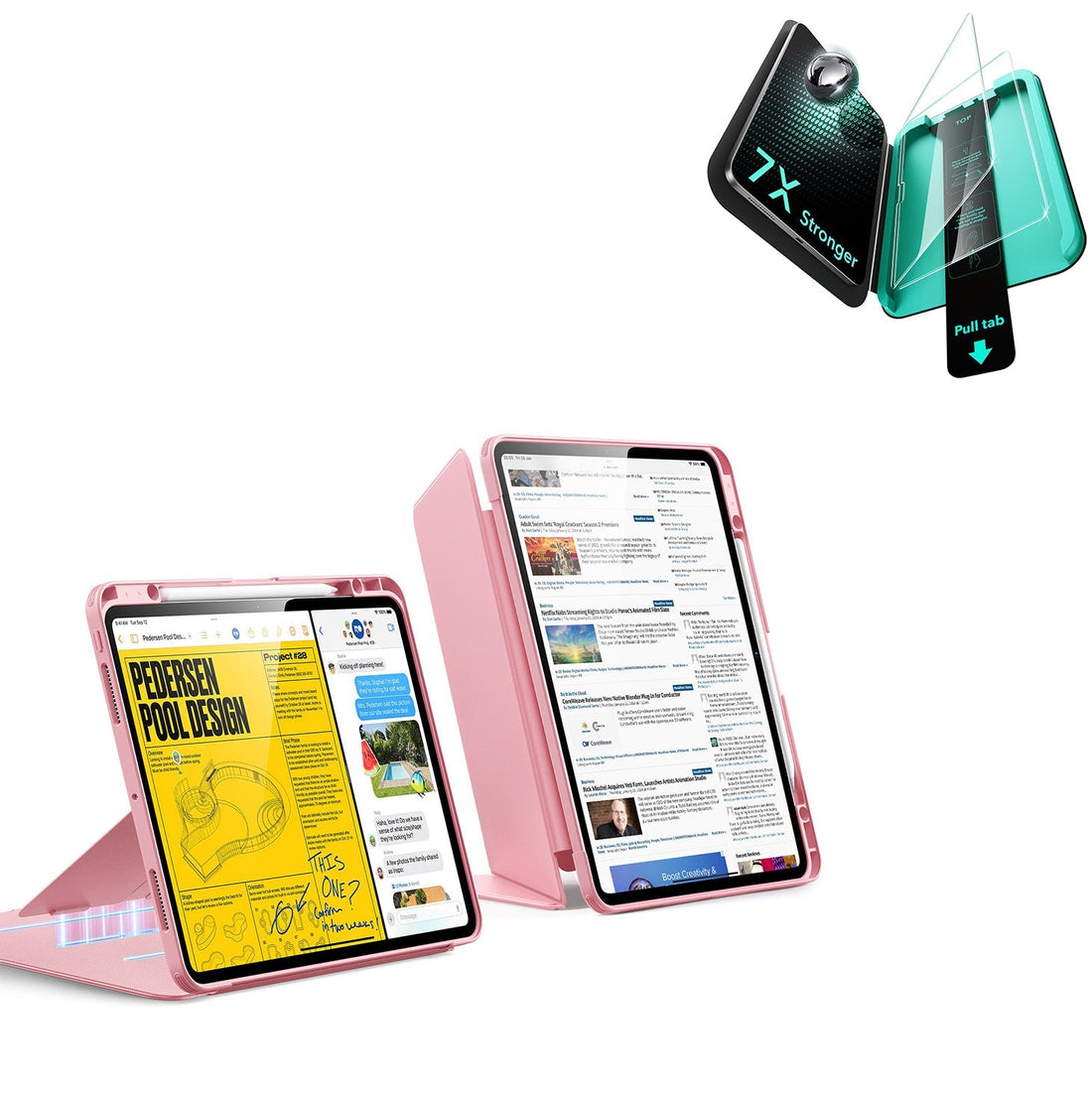iPad Pro 13" (2025) Bundle Flip Magnetic Case with Pencil Holder & Armorite® Protection - Pink