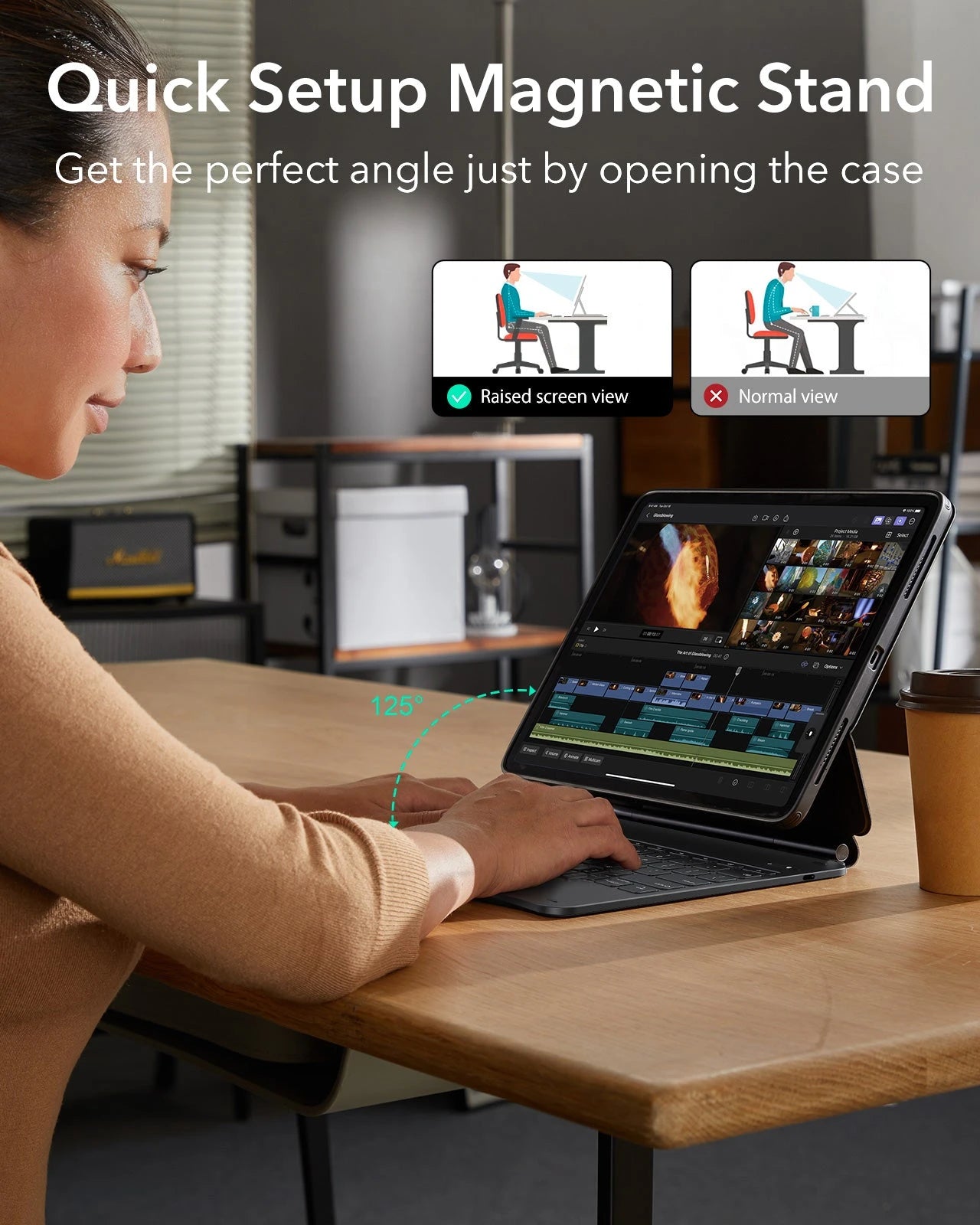Rebound magnetic keyboard case 360-quick setup magnetic stand