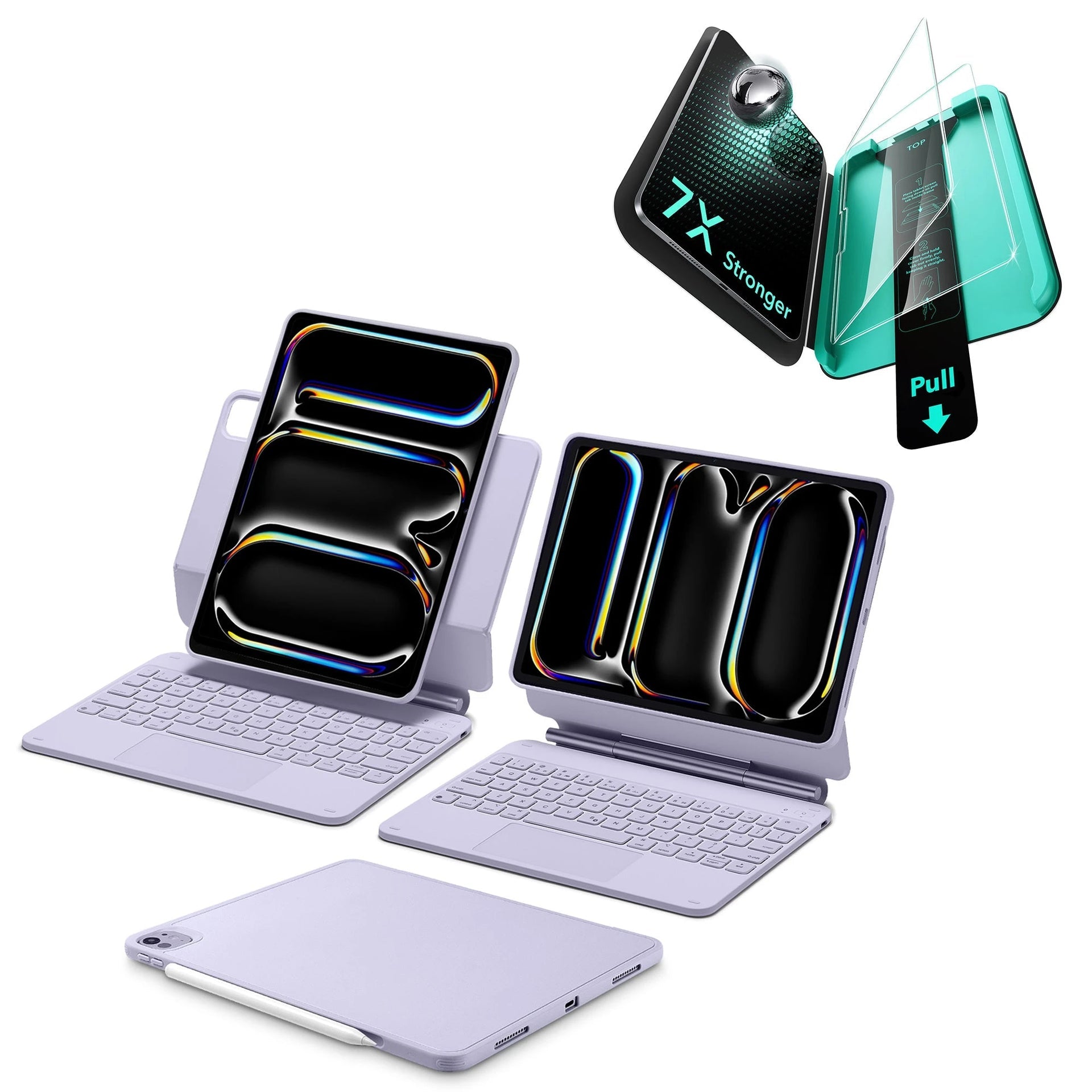 iPad Pro 13ʺ (2025) Bundle Rebound Magnetic Keyboard Case 360 & Armorite Screen Protectors  - US Layout-Purple ESR ESR
