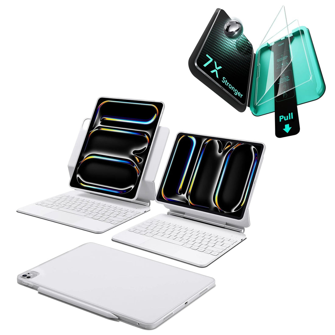 iPad Pro 13ʺ (2025) Bundle Rebound Magnetic Keyboard Case 360 & Armorite Screen Protectors  - US Layout-White ESR ESR
