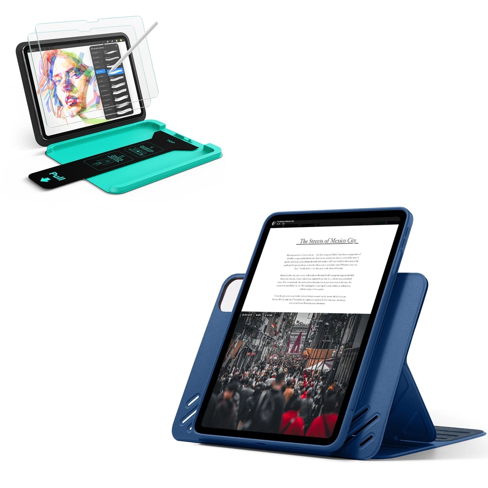 iPad Pro 13" (2025) Bundle Shift Magnetic Case & Armorite® Paper-Feel Protection - Navy Blue ESR ESR