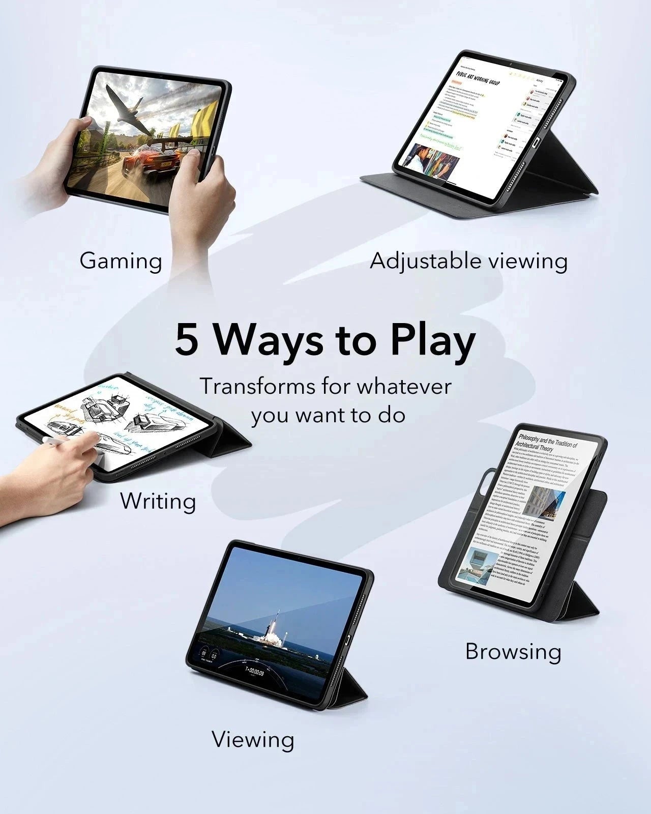 magnetic clear ipad pro 13 inch case with 5 ways to play