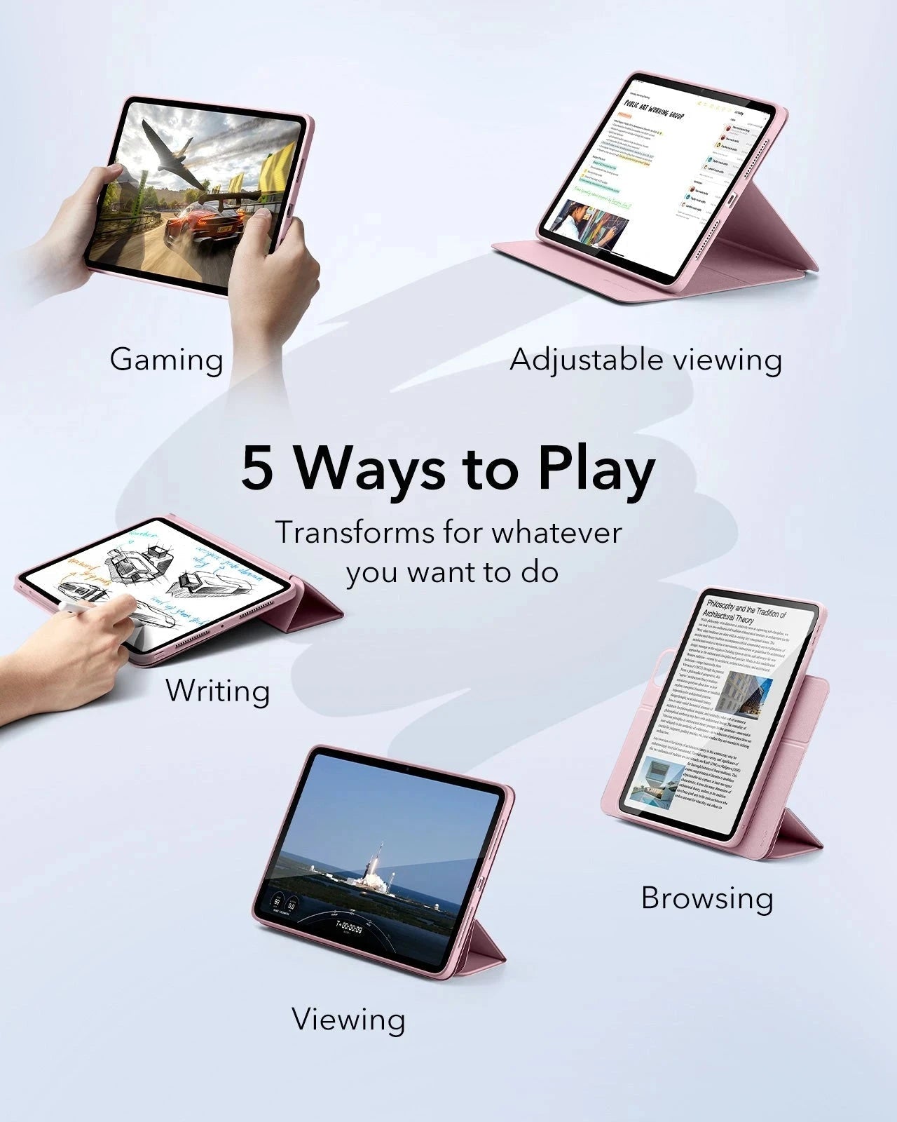 iPad Pro 13ʺ (2025) Rebound Hybrid Case 360 - Pink ESR ESR