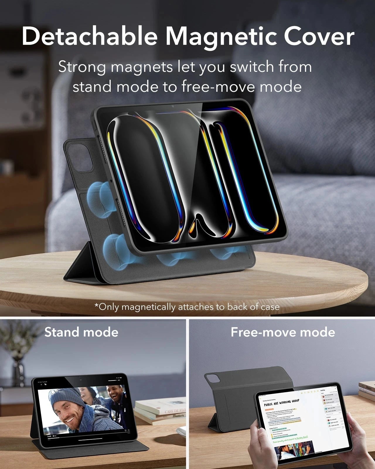 magnetic  ipad pro 13 inch case with detachable cover
