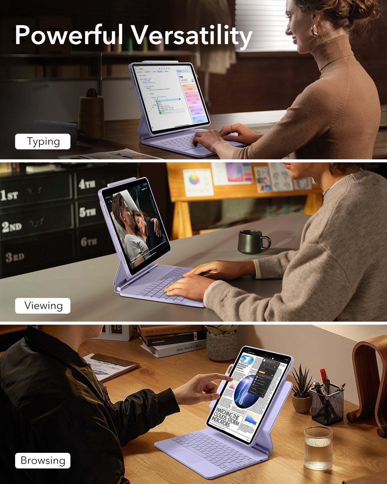 iPad Pro 13″ (2025) Rebound Magnetic Keyboard Case 360 - UK Layout-Purple ESR ESR