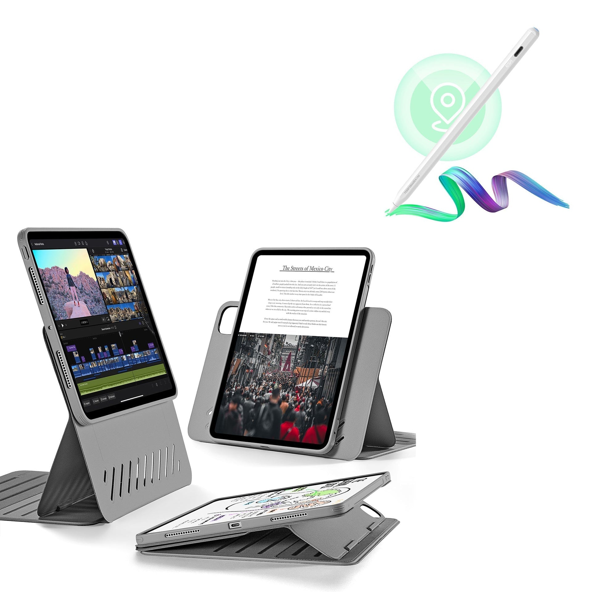 iPad Pro 13″ (2024) Shift Magnetic Case with Pencil Bundle - Gray ESR ESR