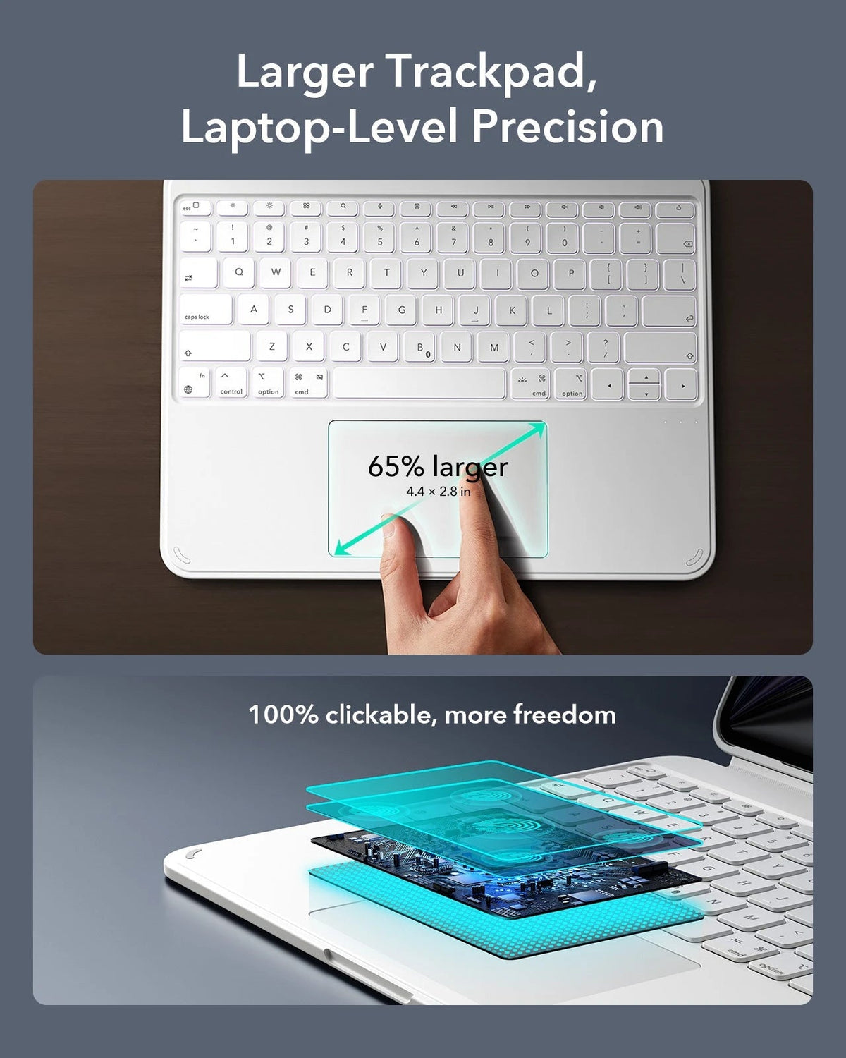 iPad Pro 13" (M4) 2024 Shift Keyboard Case (Detachable) - US Layout - White ESR ESR
