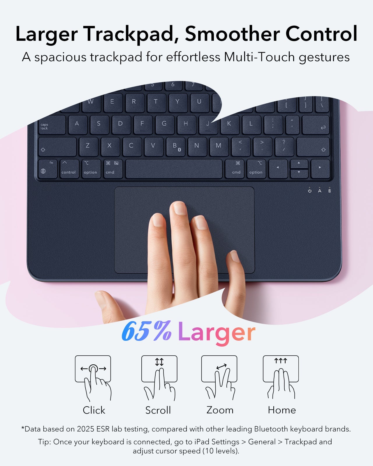 ipad air 11 inch flex keyboard case with detachable-larger trackpad，smoother    control