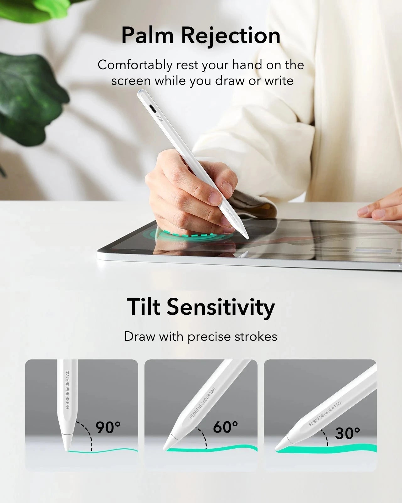 iPad Air 13“ (2025) Rebound Magnetische Tastatur Hülle 360 Pencil Bündel-DE Layout-Weiß ESR ESR