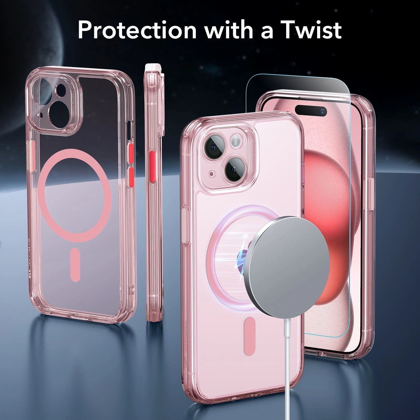 iPhone 15 Classic Pro Case (HaloLock) Set - Clear Pink ESR ESR
