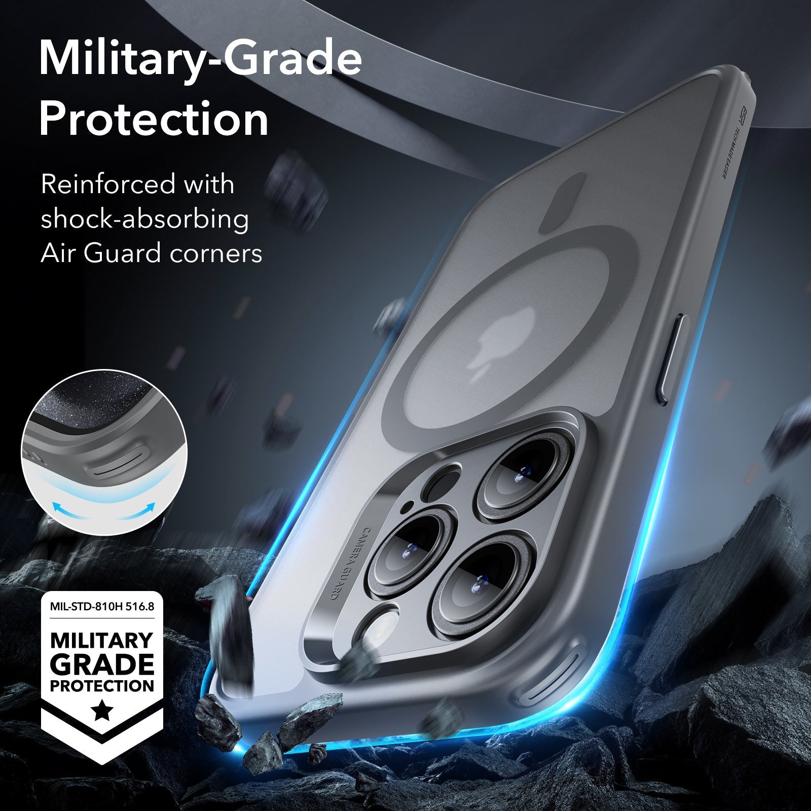 iPhone 15 Pro Classic Pro Case (HaloLock) Set - Frosted Grey ESR ESR