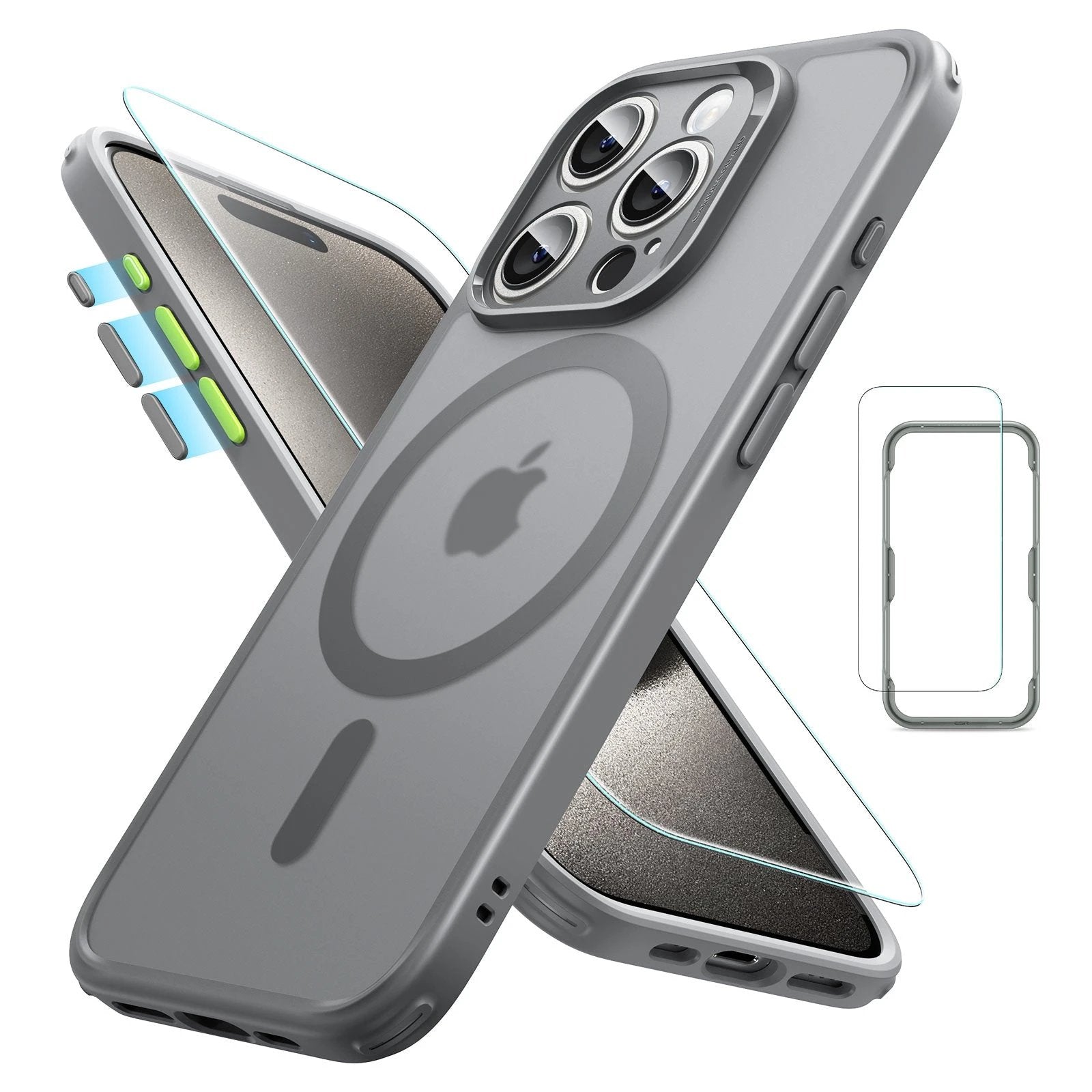 iPhone 15 Pro Max Classic Pro Case (HaloLock) Set - Frosted Grey ESR ESR