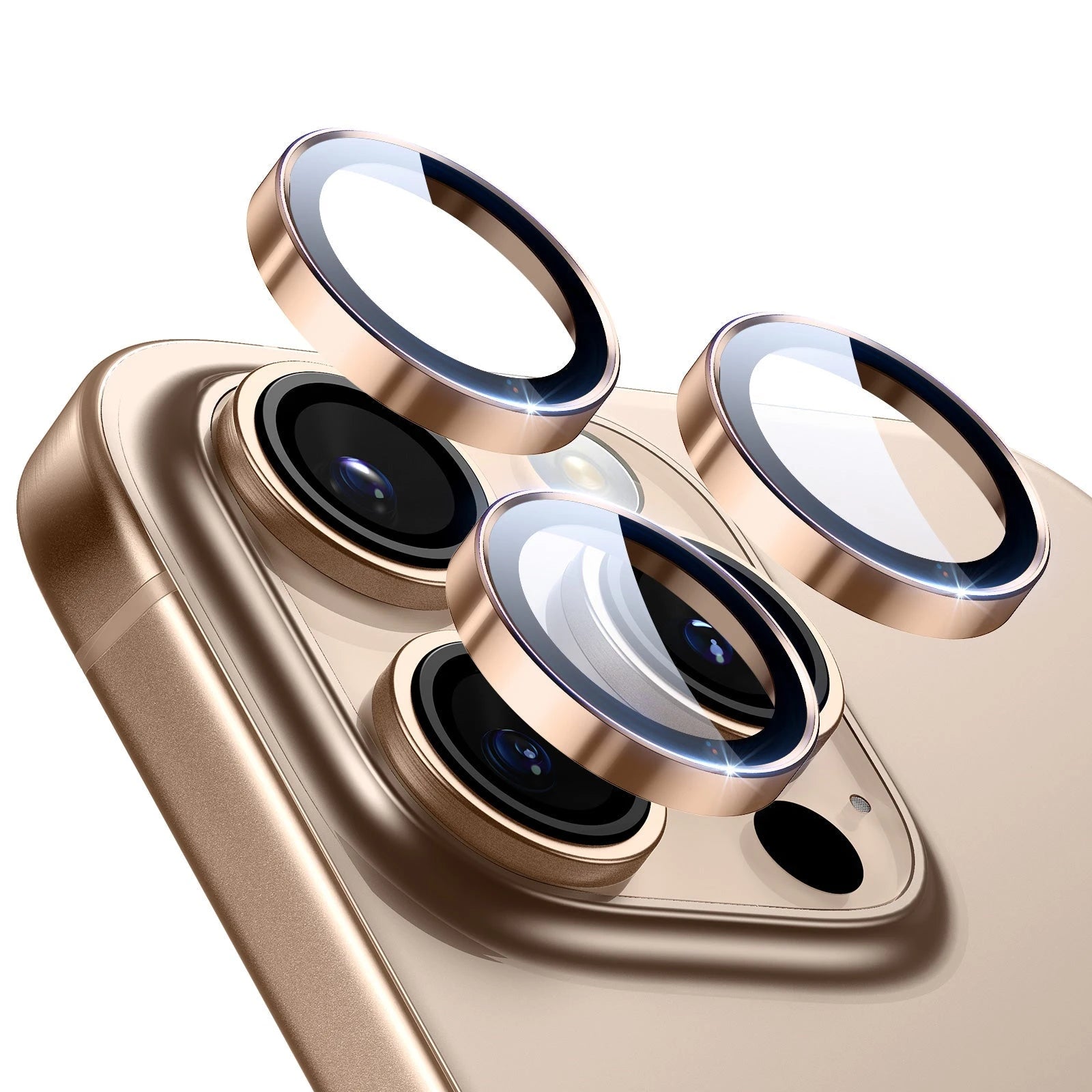 iPhone 17 Pro Max17 Pro16 Pro Max16 Pro15 Pro Max15 Pro14 Pro Max14 Pro Cameras Lens Protector Desert Titanium