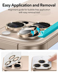 iPhone 17 Pro Max17 Pro16 Pro Max16 Pro15 Pro Max15 Pro14 Pro Max14 Pro Cameras Lens Protector Desert Titanium Shimmer easy application and removal