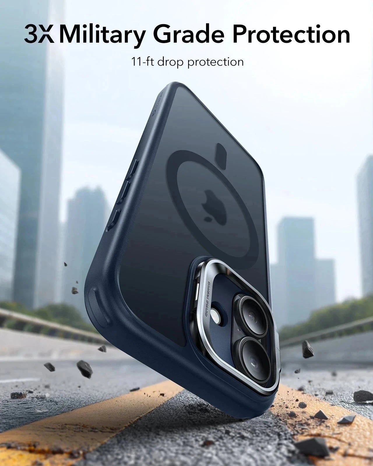 ESR iPhone 17 Magsafe Case with Stand Camera Control Frosted Blue 3× Military Grade Protection