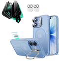 iPhone 17 Classic Hybrid Magsafe Case with Stand & Armorite Privacy Screen Protector Bundle Frosted Light Blue