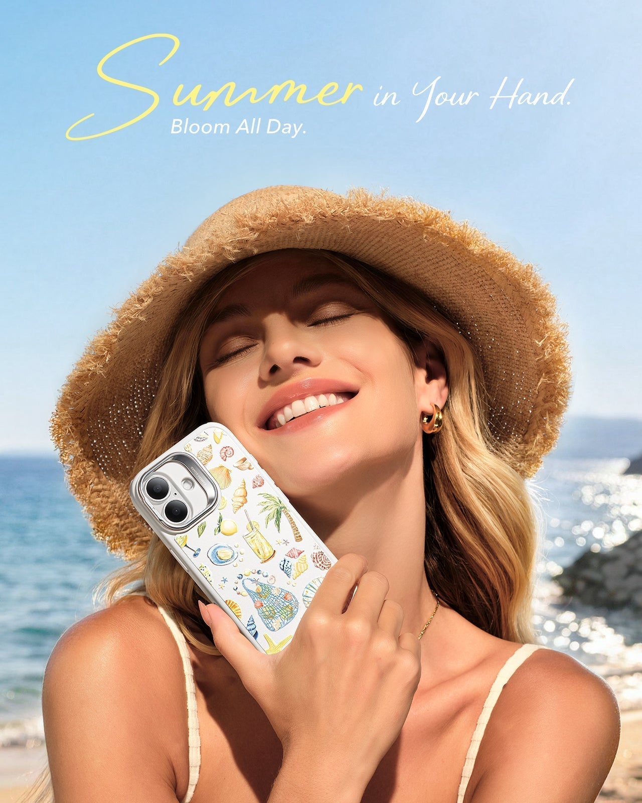 ESR Ocean Shell iPhone 17 Magsafe case with Stand 
 Summer in Your Hand Bloom All Day