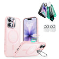 iPhone 17 Classic Hybrid Magsafe Case Stand and Screen Protector Frosted Pink
