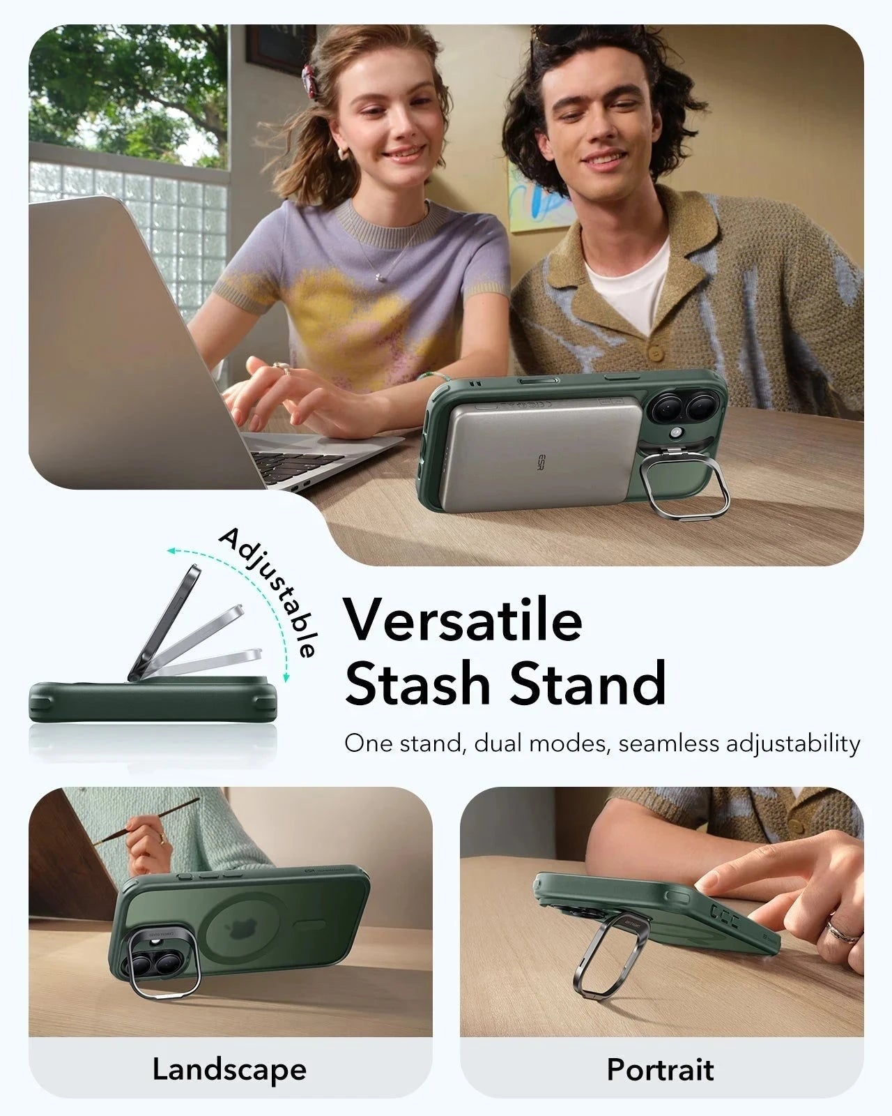 iPhone 17 Classic Hybrid Magsafe Case Frosted Green Versatile Stash Stand