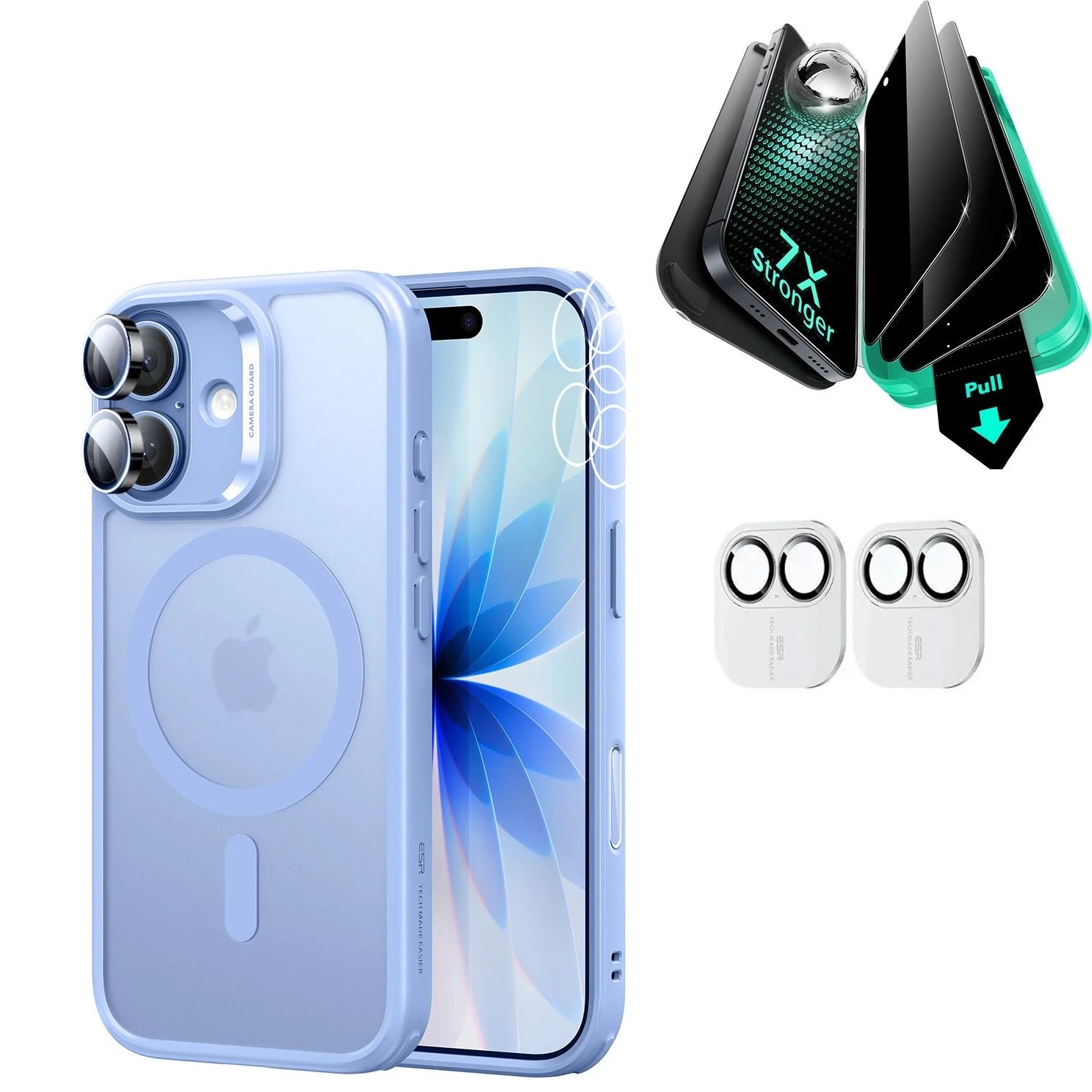 iPhone 17 Classic Hybrid Magsafe Case & Armorite Privacy Screen Protector Bundle Frosted Light Blue