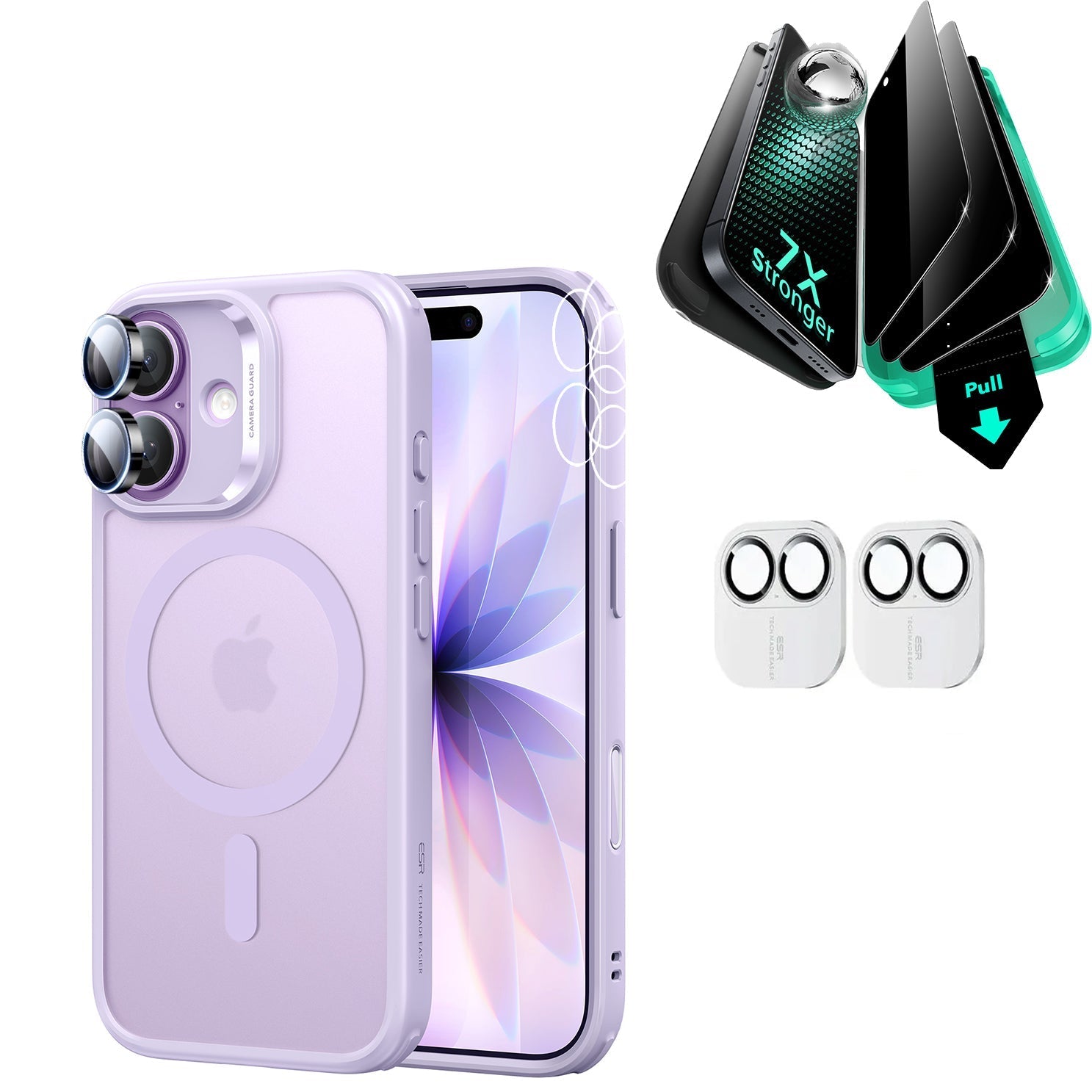 iPhone 17 Classic Hybrid Magsafe Case & Armorite Privacy Screen Protector Bundle Frosted Light Purple