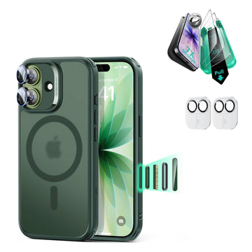 iPhone 17 Classic Hybrid Magsafe Case with Screen Protector Bundle Frosted Green