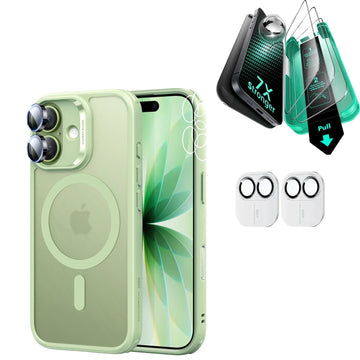 iPhone 17 Classic Hybrid Magsafe Case & Armorite Screen Protector Bundle Frosted Light Green