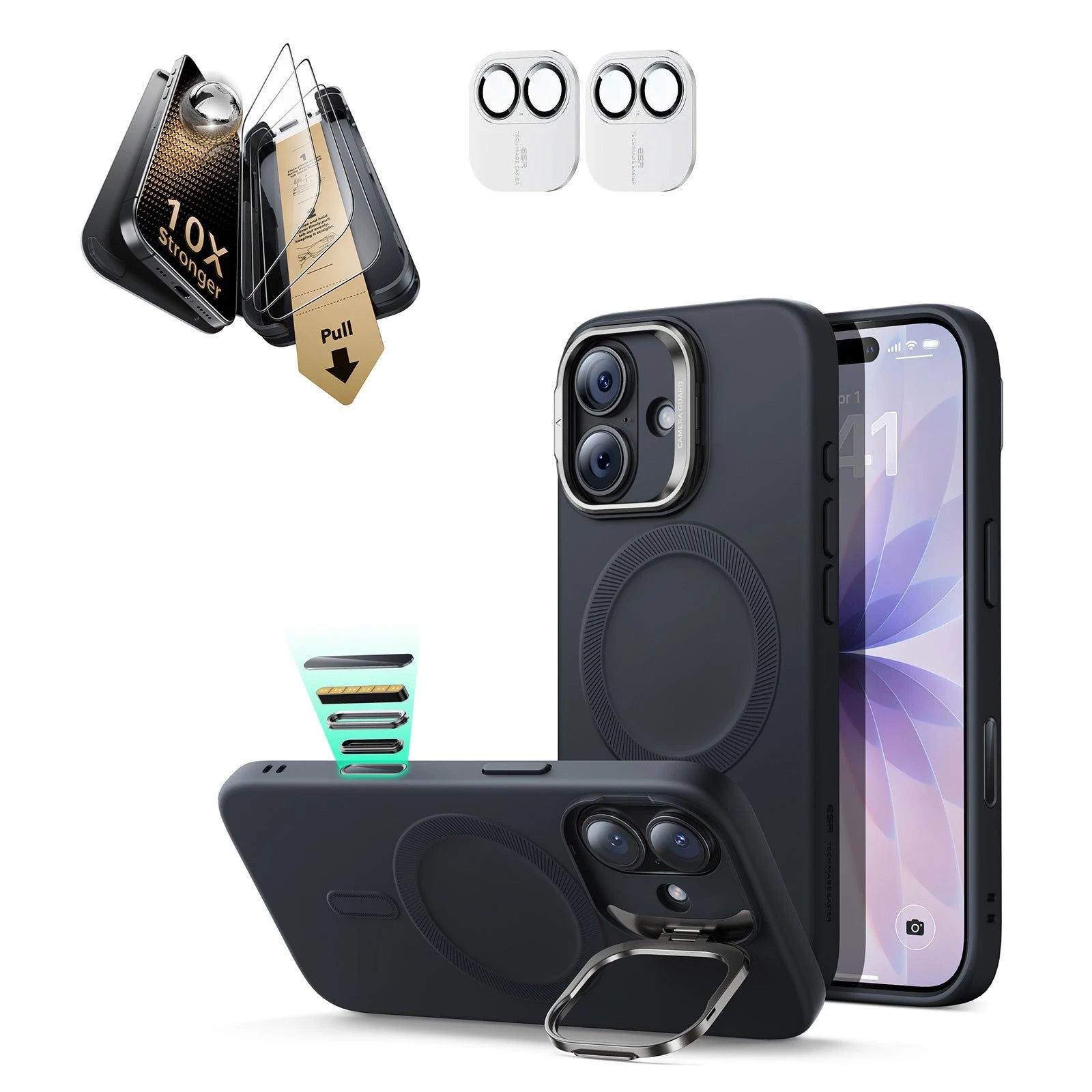 iPhone 17 Cloud Soft Magsafe Case with Corning Glass Screen Ptorctor Black