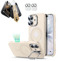 iPhone 17 Silicone Magsafe Case with Stand & Corning Glass Screen Protector Bundle Light Tan