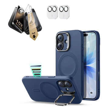 iPhone 17 Cloud Soft Magsafe Case with Corning Glass Screen Ptorctor Blue