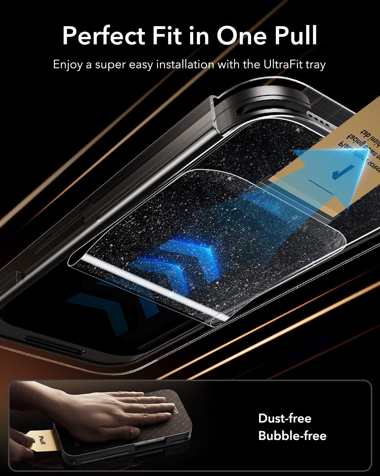 Accessory Glass by Corning™ screen protectors easy installation with the ultrafit tray