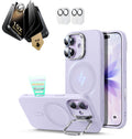 iPhone 17 Silicone Magsafe Case with Stand & Corning Glass Privacy Screen Protector Bundle  Purple