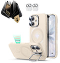 iPhone 17 Silicone Magsafe Case with Stand & Corning Glass Privacy Screen Protector Bundle Light Tan
