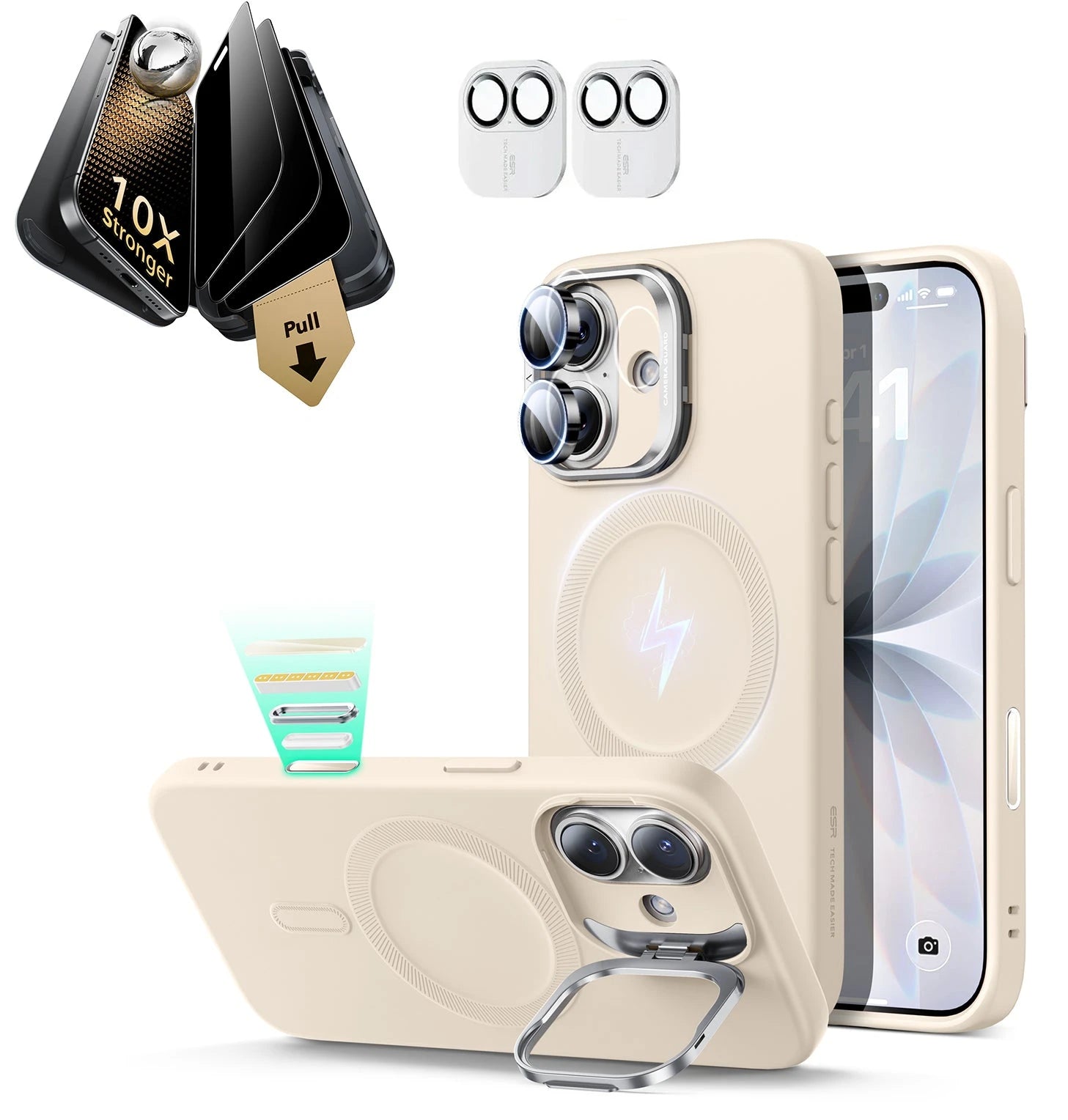 iPhone 17 Privacy Corning Screen & Light Tan Silicone Phone Case | ESR