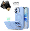 iPhone 17 Silicone Magsafe Case with Stand & Corning Glass Privacy Screen Protector Bundle  Blue