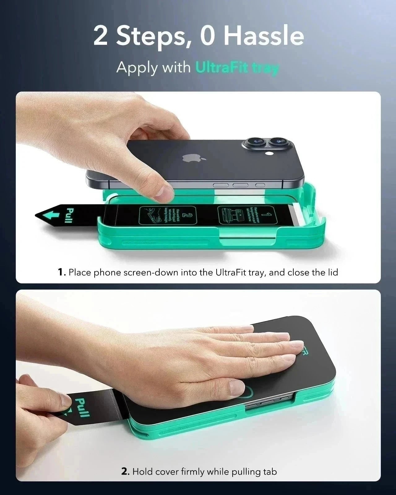 ESR iPhone 17 UltraFit Armorite Screen Protector apply with ultrafit tray