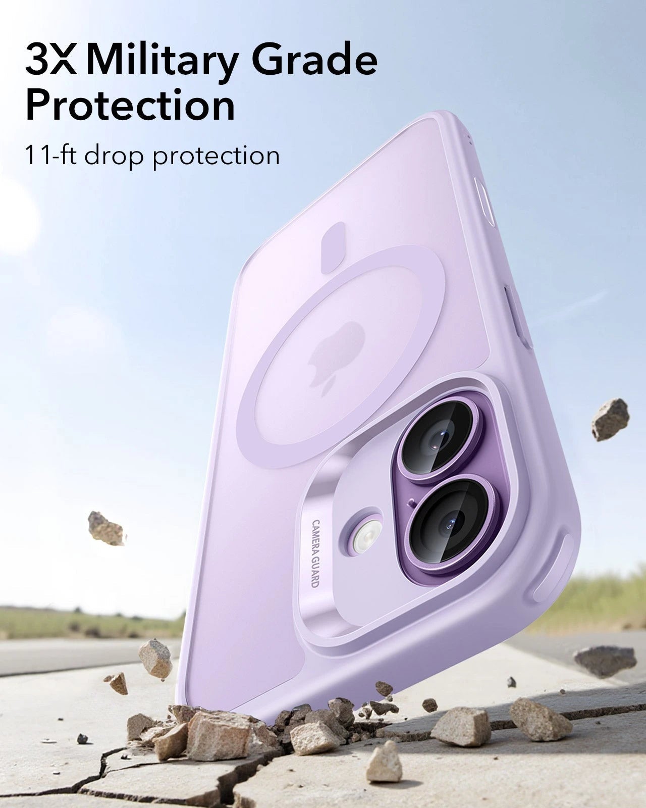 ESR iPhone 17 Claiss Hybrid Magsafe Case Frosted Light Purple 3X Military Grade Protection