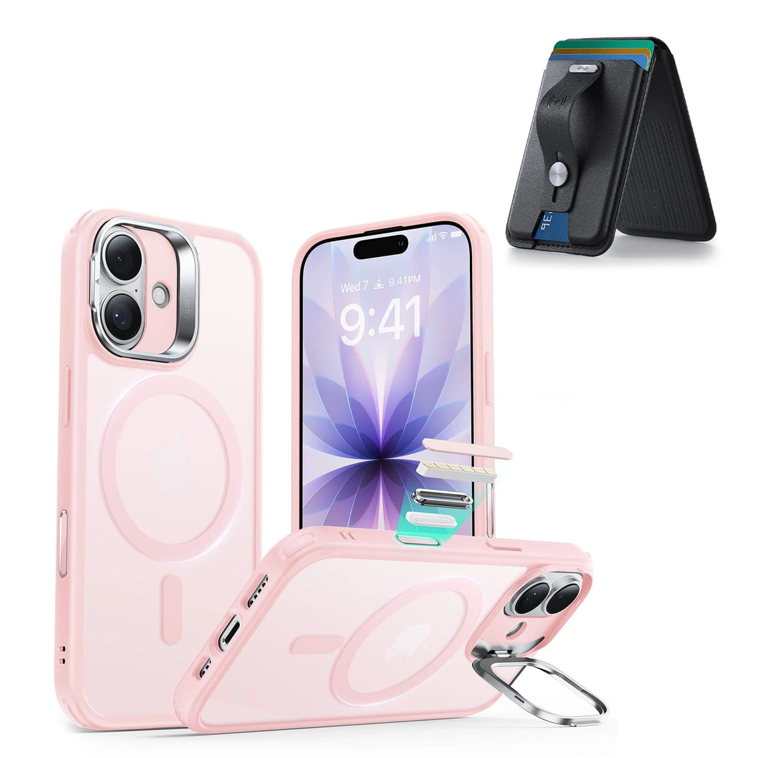 iPhone 17 Classic Hybrid Magsfae Case With Magsafe Wallet Frosted Bubblegum Pink