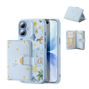 Blue Floral iPone 17 Magsafe Case with Aura Clutch MagSafe Wallet