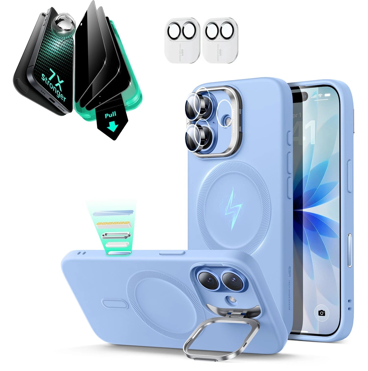 Mist Blue Soft Camera Control iPhone 17 Case & Privacy Protection | ESR