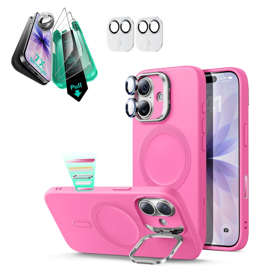 iPhone 17 Cloud Soft Magnetic Case (Camera Control, Stash Stand) Armorite Protection Bundle - Rosy Pink ESR ESR