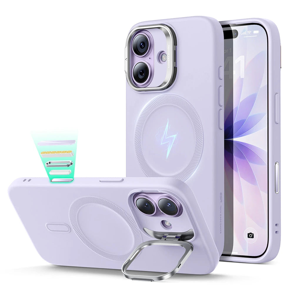 iPhone 17 Silicone Magsafe Case with Stand Lavender