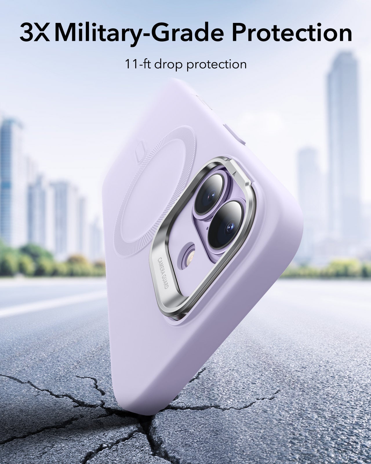 ESR iPhone 17 Silicone Magsafe Case with Stand Lavender 3X Military Grade Protection