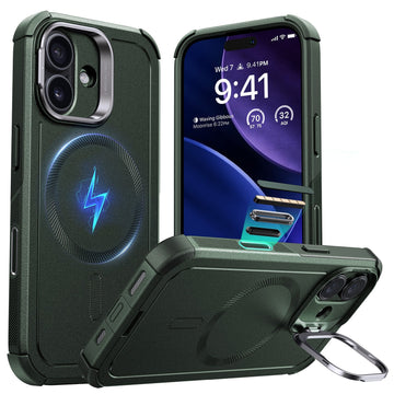 iPhone 17 Cyber Tough Magsafe Case with Stand and Camera Control Green 