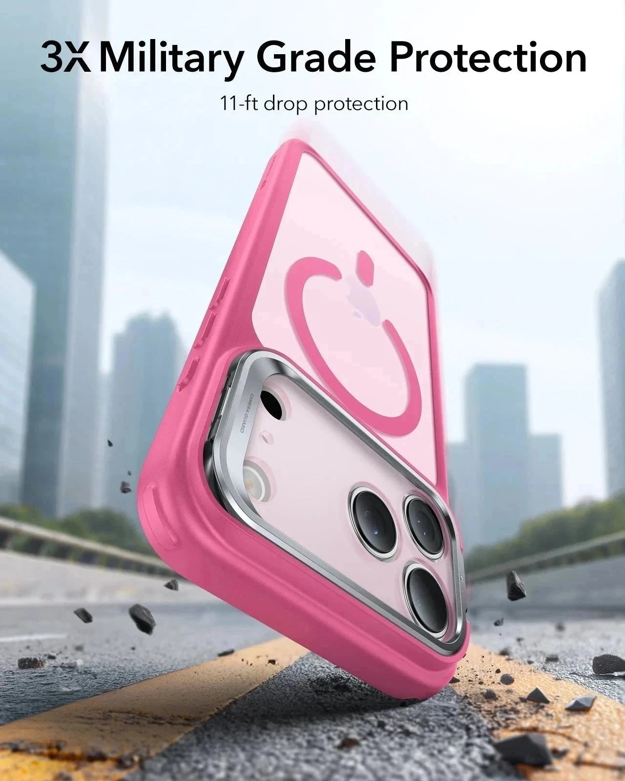 ESR iPhone 17 Pro Magsafe Case with Stand Camera Control Frosted Pink 3× Military Grade Protection